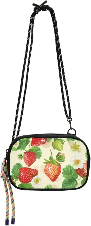 Crossbody Bag Strawberries and Little Flowers Cell Phone Purse Wallet with Credit Card Slots Multicolor Handbag with Adjustable Strap Fits Phone Keys And More