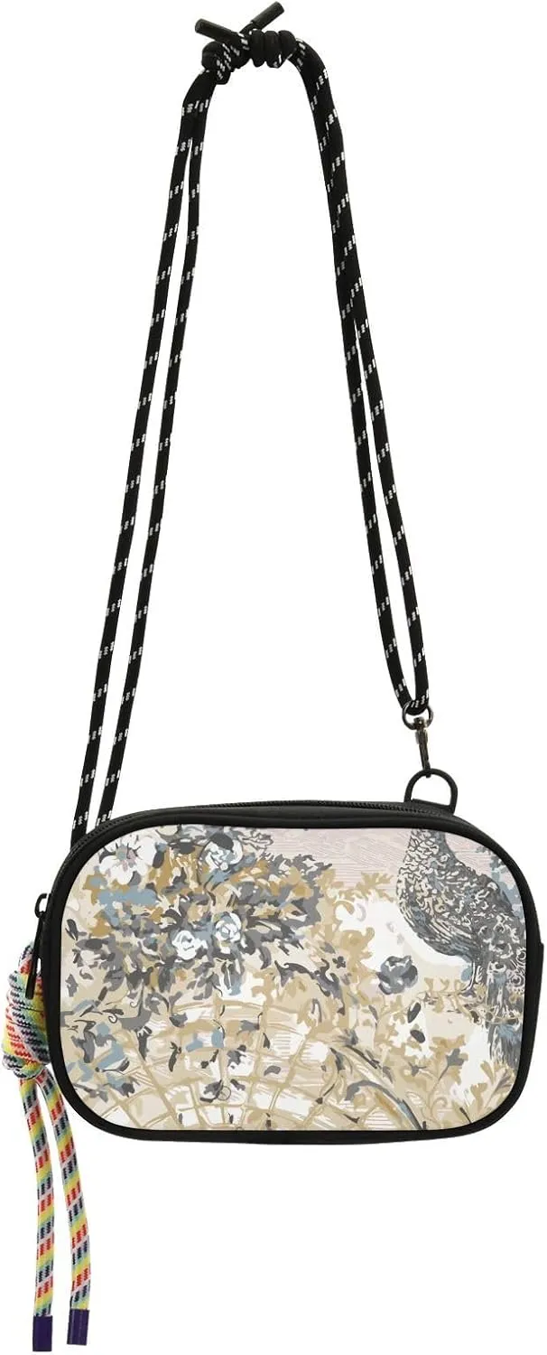Crossbody Bag Watercolor Flowers Garden Peacock Yellow Cell Phone Purse Wallet with Credit Card Slots Multicolor Handbag with Adjustable Strap Fits Phone Keys And More