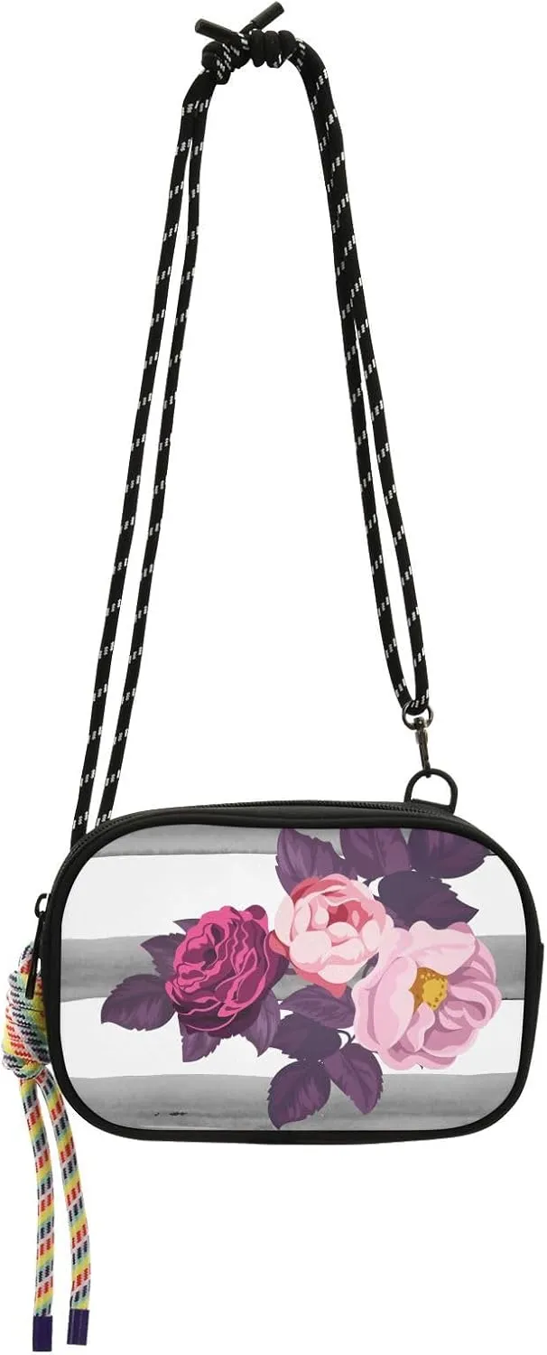 Crossbody Bag Watercolor Gray Stripes Cell Phone Purse Wallet with Credit Card Slots Multicolor Handbag with Adjustable Strap Fits Phone Keys And More