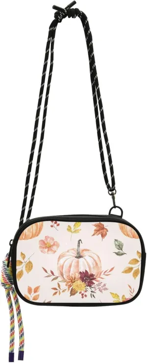 Crossbody Bag Watercolor Hand-painted Pumpkins Flowers Cell Phone Purse Wallet with Credit Card Slots Multicolor Handbag with Adjustable Strap Fits Phone Keys And More