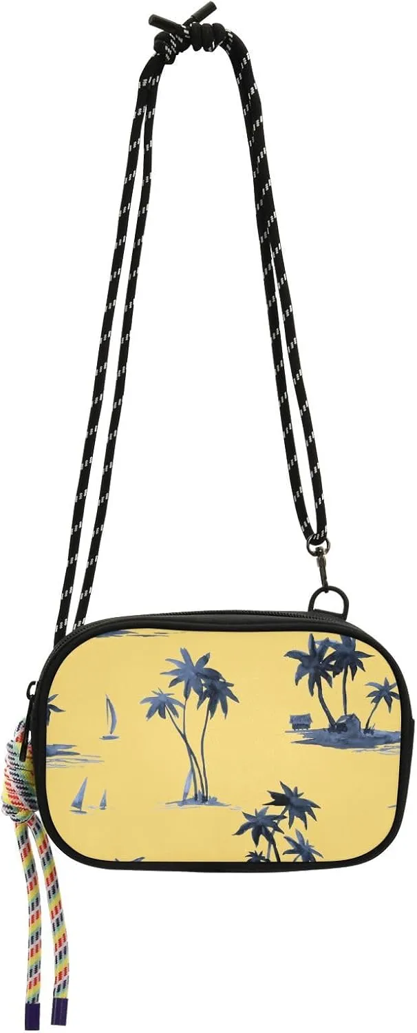 Crossbody Bag Watercolor Palm Trees Yellow Cell Phone Purse Wallet with Credit Card Slots Multicolor Handbag with Adjustable Strap Fits Phone Keys And More