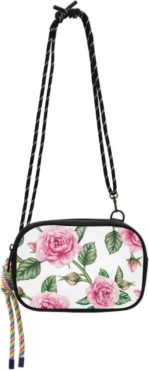 Crossbody Bag Watercolor Rose White Cell Phone Purse Wallet with Credit Card Slots Multicolor Handbag with Adjustable Strap Fits Phone Keys And More