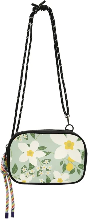 Crossbody Bag White Lemon Flowers Cell Phone Purse Wallet with Credit Card Slots Multicolor Handbag with Adjustable Strap Fits Phone Keys And More