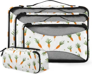Cute Carrots 4 Pack Packing Cubes for Travel Lightweight Luggage Organizer Bag for Men Women Suitcase Packing Bags Set for Travel Essentials
