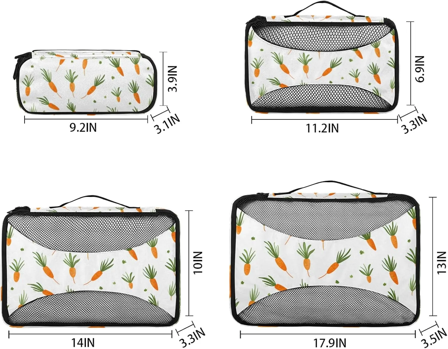Cute Carrots 4 Pack Packing Cubes for Travel Lightweight Luggage Organizer Bag for Men Women Suitcase Packing Bags Set for Travel Essentials