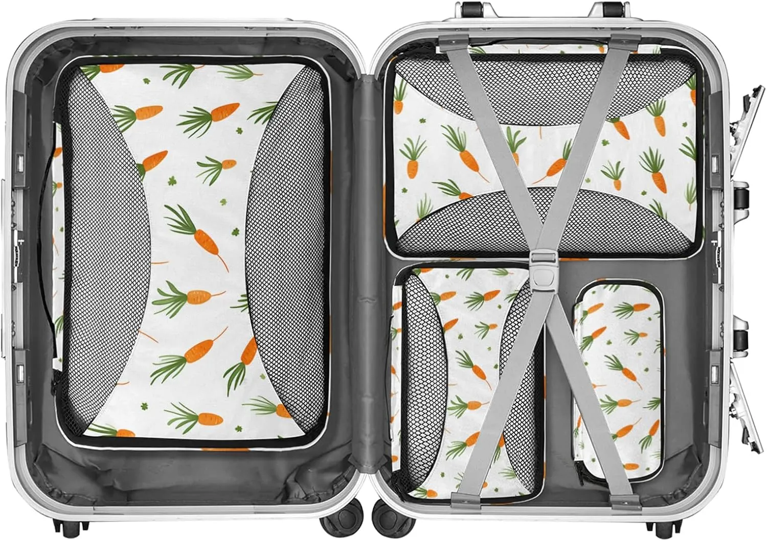 Cute Carrots 4 Pack Packing Cubes for Travel Lightweight Luggage Organizer Bag for Men Women Suitcase Packing Bags Set for Travel Essentials
