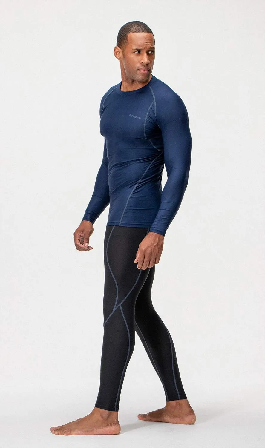 DEVOPS 3 Pack Men's UPF 50  Long Sleeve Compression Shirts Quick Dry, Cool Gear for Garage Garden Gym Yard and Workouts
