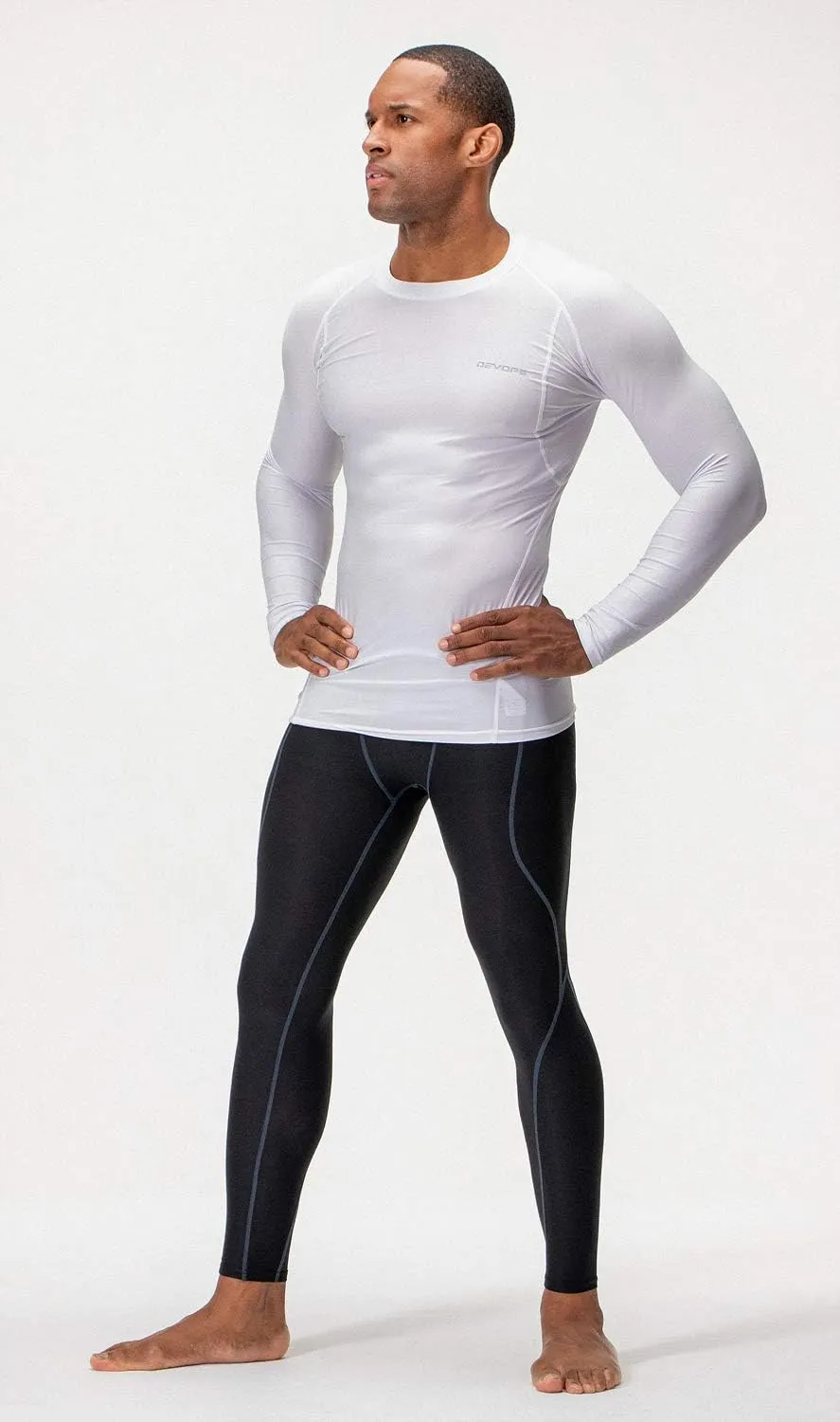 DEVOPS 3 Pack Men's UPF 50  Long Sleeve Compression Shirts Quick Dry, Cool Gear for Garage Garden Gym Yard and Workouts