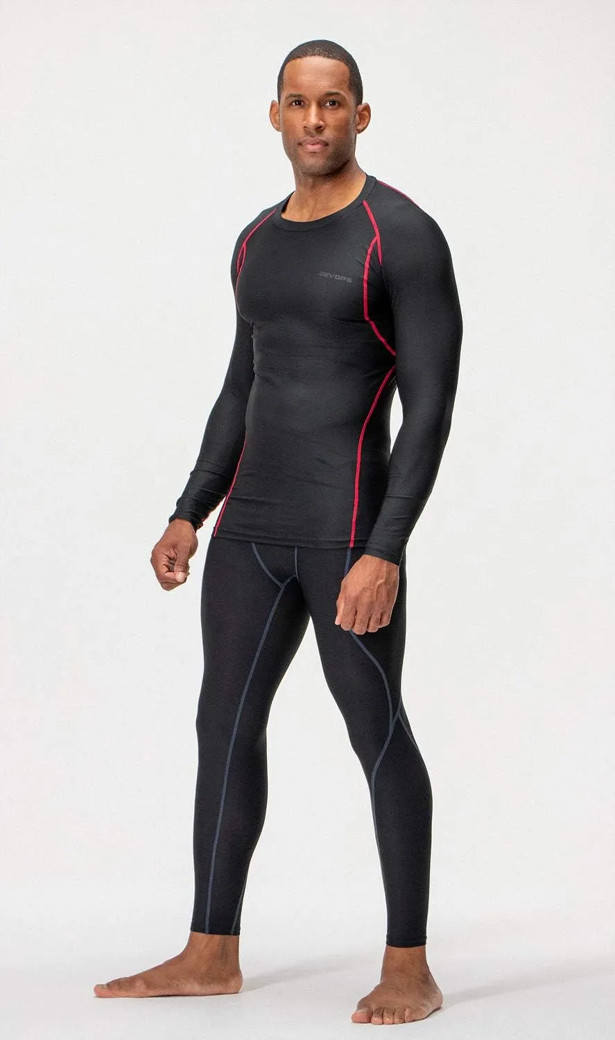 DEVOPS 3 Pack Men's UPF 50  Long Sleeve Compression Shirts Quick Dry, Cool Gear for Garage Garden Gym Yard and Workouts