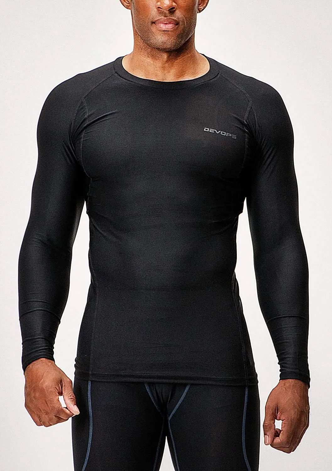 DEVOPS 3 Pack Men's UPF 50  Long Sleeve Compression Shirts Quick Dry, Cool Gear for Garage Garden Gym Yard and Workouts