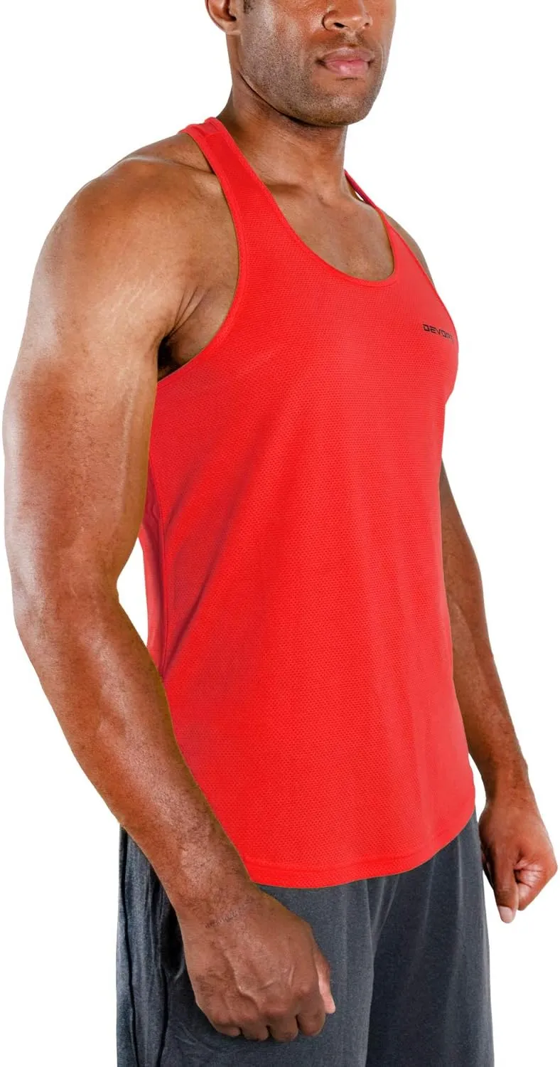 DEVOPS 3 Pack Men's Y-Back Dry Fit Muscle Gym Workout Tank Top