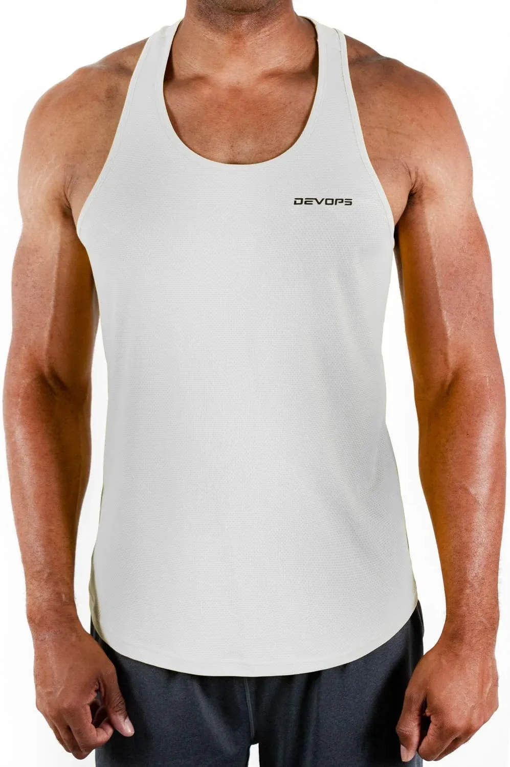 DEVOPS 3 Pack Men's Y-Back Dry Fit Muscle Gym Workout Tank Top