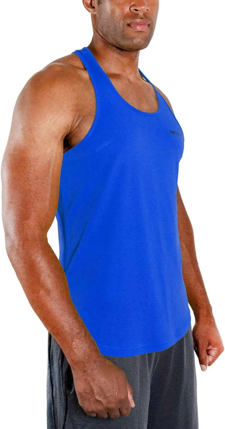 DEVOPS 3 Pack Men's Y-Back Dry Fit Muscle Gym Workout Tank Top