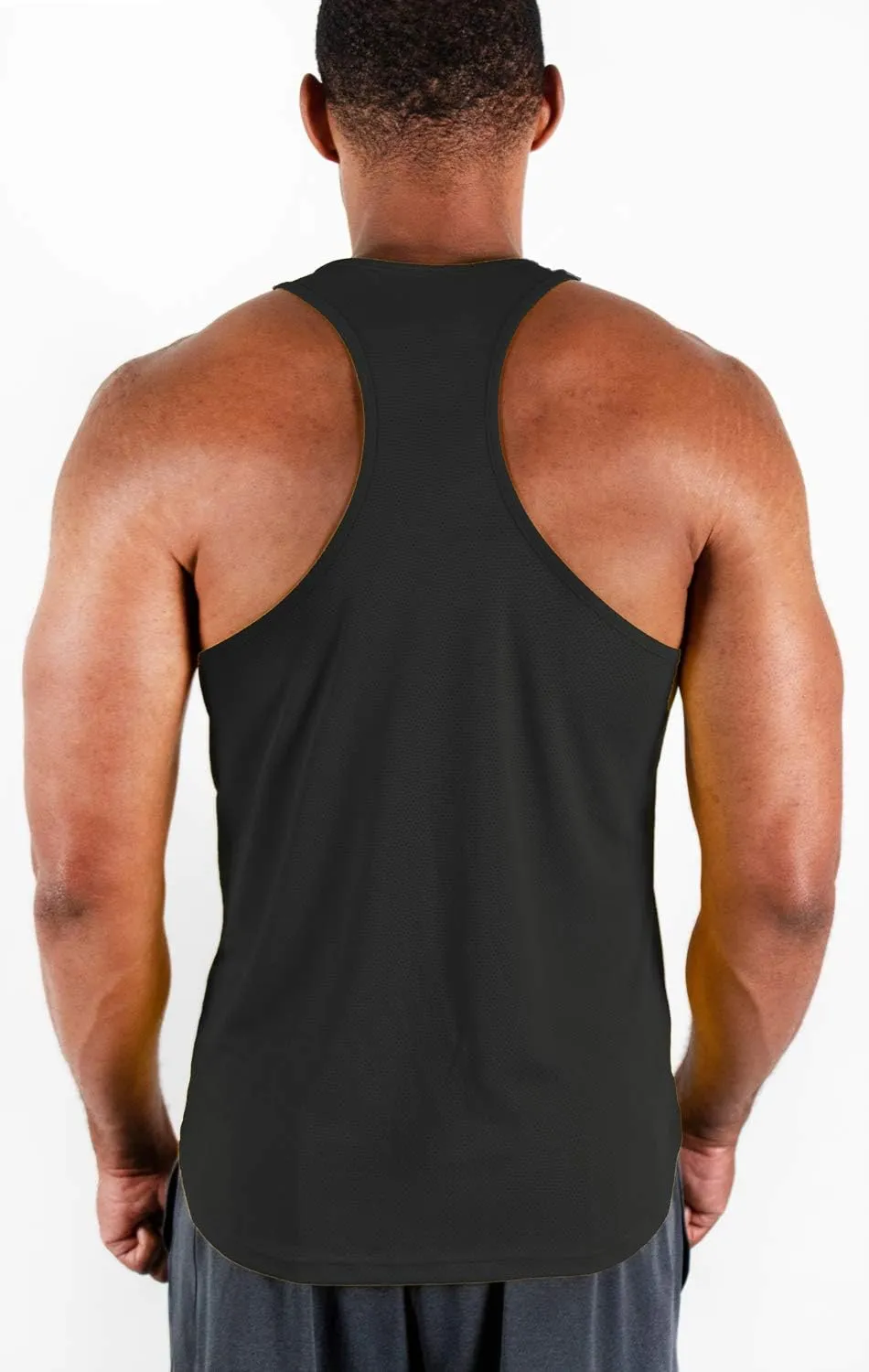 DEVOPS 3 Pack Men's Y-Back Dry Fit Muscle Gym Workout Tank Top
