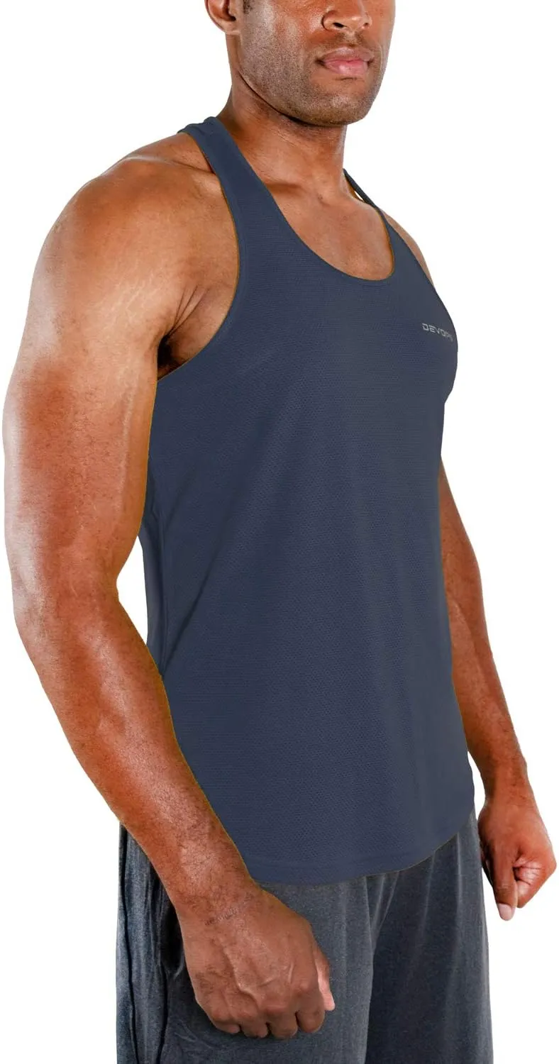 DEVOPS 3 Pack Men's Y-Back Dry Fit Muscle Gym Workout Tank Top