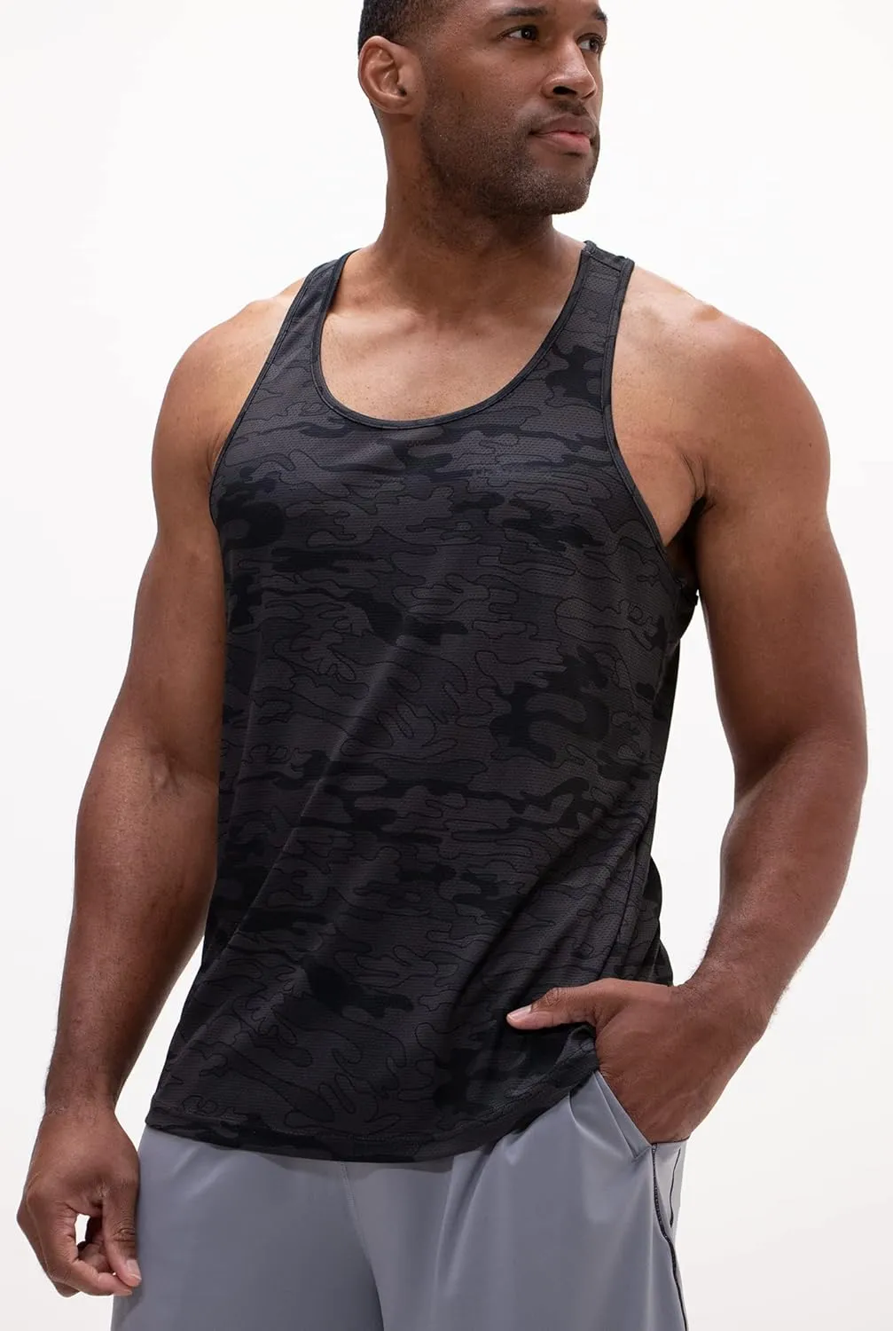 DEVOPS 3 Pack Men's Y-Back Dry Fit Muscle Gym Workout Tank Top