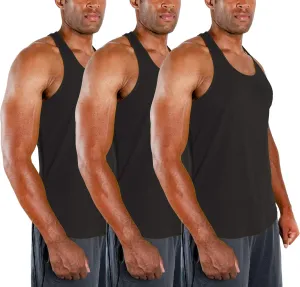 DEVOPS 3 Pack Men's Y-Back Dry Fit Muscle Gym Workout Tank Top