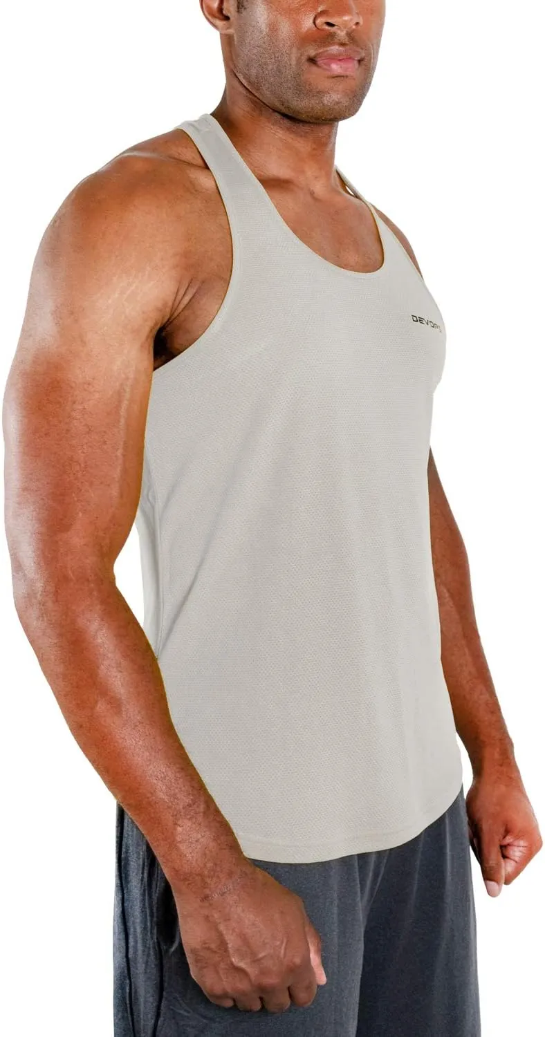 DEVOPS 3 Pack Men's Y-Back Dry Fit Muscle Gym Workout Tank Top