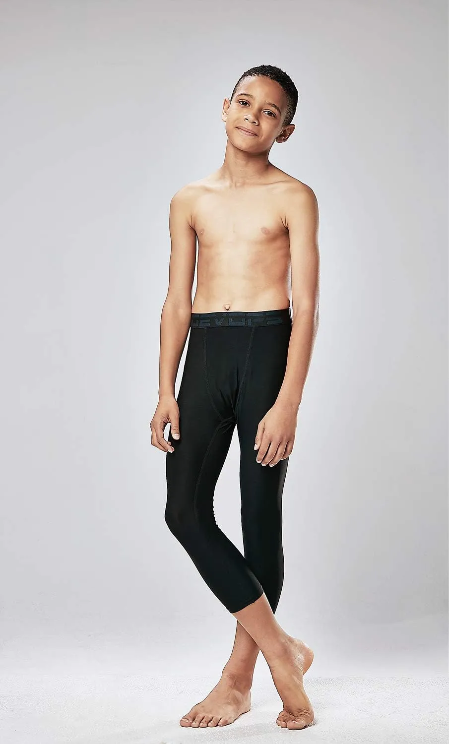 DEVOPS Boys 2-Pack 3/4 Compression Tights Sport Leggings Pants