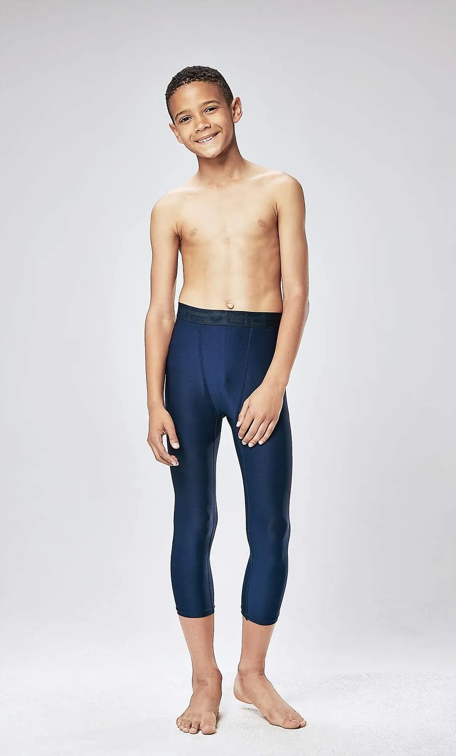 DEVOPS Boys 2-Pack 3/4 Compression Tights Sport Leggings Pants