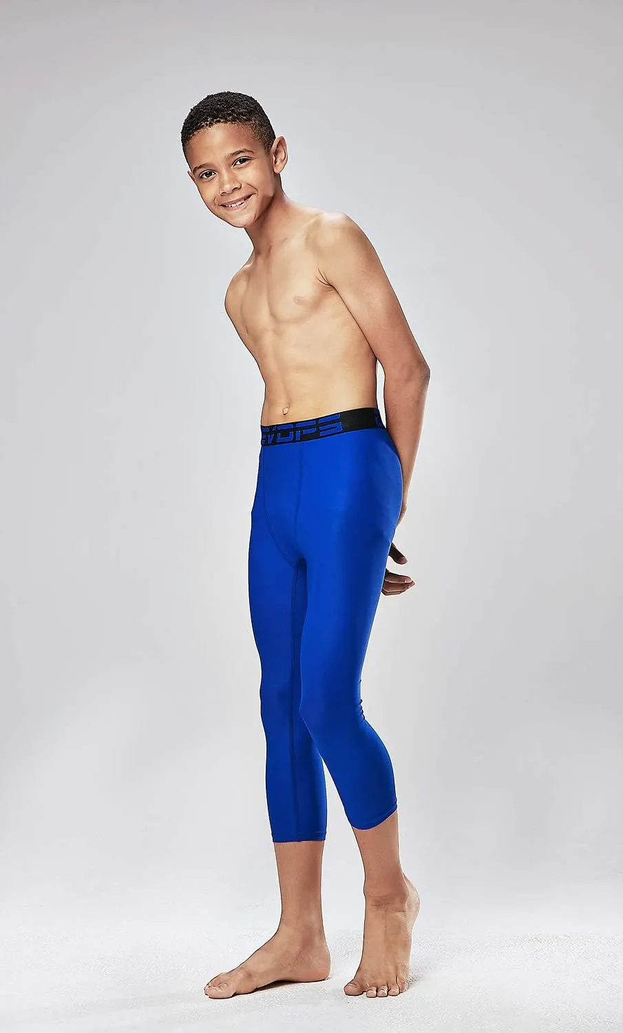 DEVOPS Boys 2-Pack 3/4 Compression Tights Sport Leggings Pants
