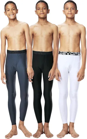DEVOPS Boys 2~3 Pack UPF 50  Compression Tights Sport Leggings & Shirt