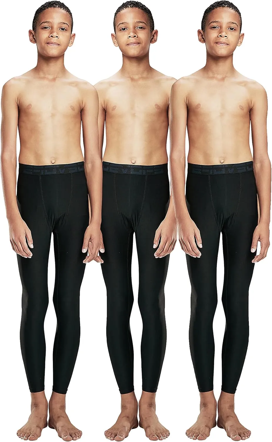 DEVOPS Boys 2~3 Pack UPF 50  Compression Tights Sport Leggings & Shirt