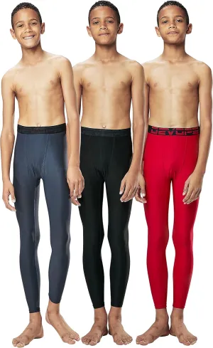 DEVOPS Boys 2~3 Pack UPF 50  Compression Tights Sport Leggings & Shirt