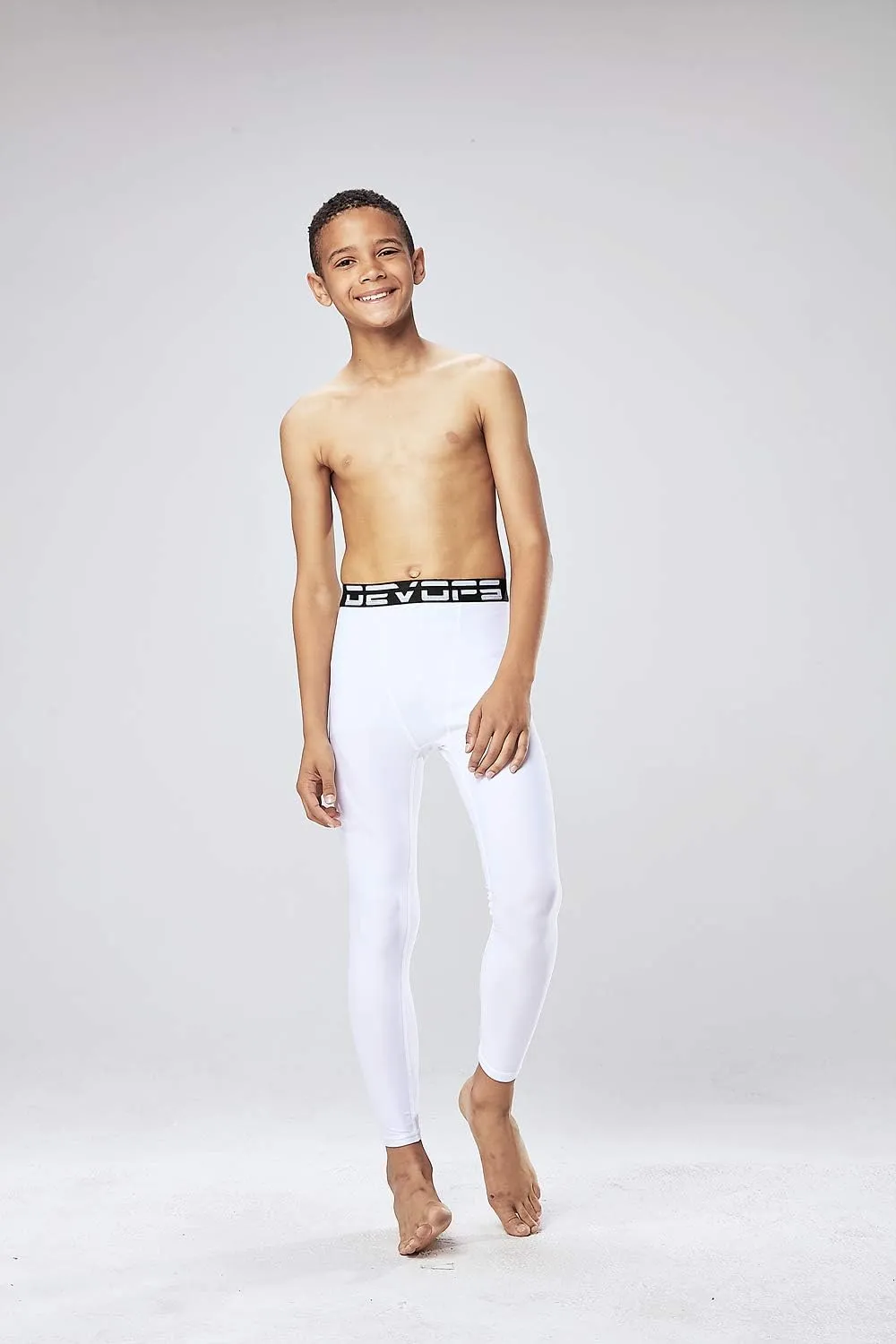 DEVOPS Boys 2~3 Pack UPF 50  Compression Tights Sport Leggings & Shirt