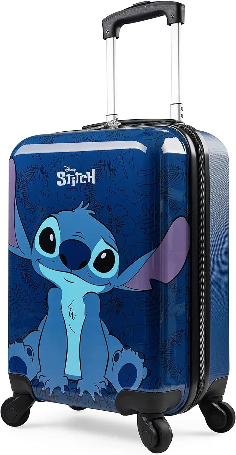 Disney Stitch Suitcase Set or Individual, Hard Shell Suitcase with Wheels 28L, 50L or 91L, 4 Wheels (Navy Stitch Small)