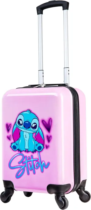 Disney Stitch Suitcase Set or Individual, Hard Shell Suitcase with Wheels 28L, 50L or 91L, 4 Wheels (Pink Stitch Small)