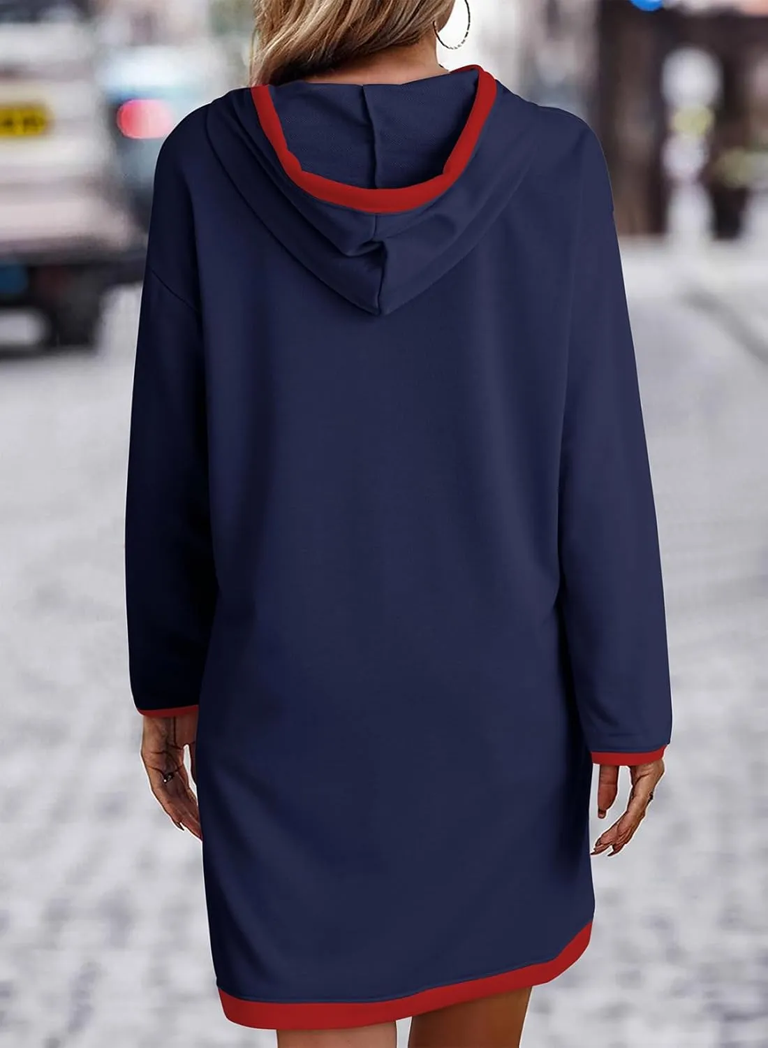 Dokotoo Women's Long Sleeve Hoodie Dress 2024 Pullover Fall Tops Sweatshirt Dress with Pockets