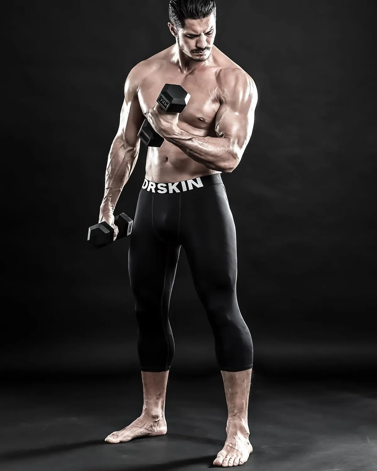 DRSKIN 3, 2 or 1 Pack Mens 3/4 Compression Pants Tights Leggings Shorts Sports Athletic Baselayer Running Workout Active