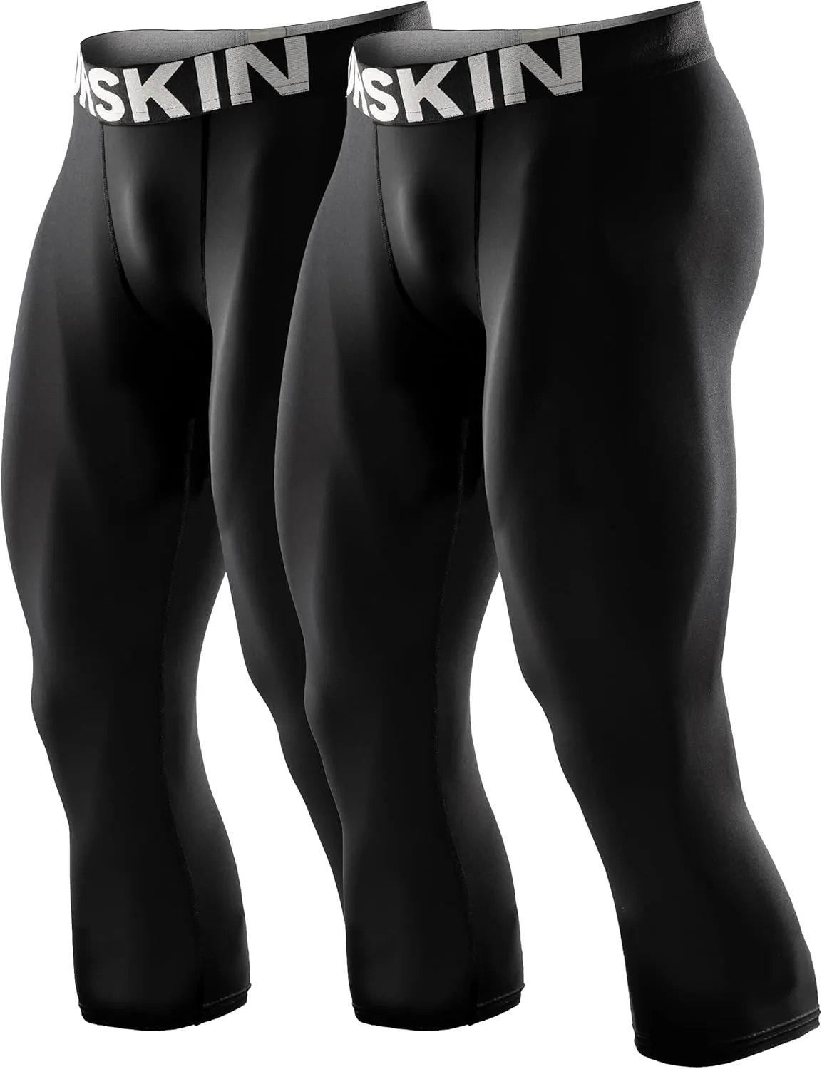 DRSKIN 3, 2 or 1 Pack Mens 3/4 Compression Pants Tights Leggings Shorts Sports Athletic Baselayer Running Workout Active