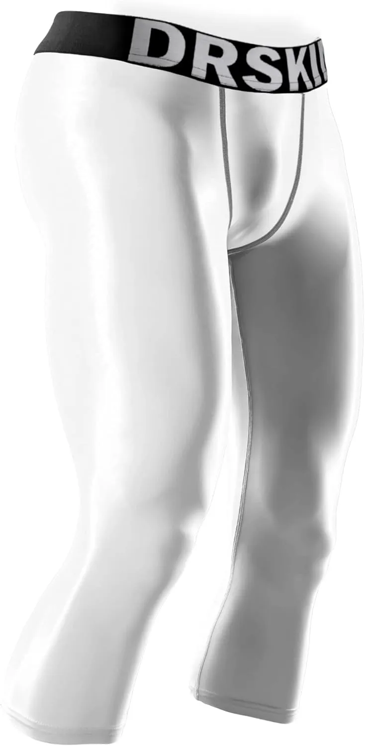 DRSKIN 3, 2 or 1 Pack Mens 3/4 Compression Pants Tights Leggings Shorts Sports Athletic Baselayer Running Workout Active