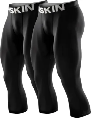 DRSKIN 3, 2 or 1 Pack Mens 3/4 Compression Pants Tights Leggings Shorts Sports Athletic Baselayer Running Workout Active