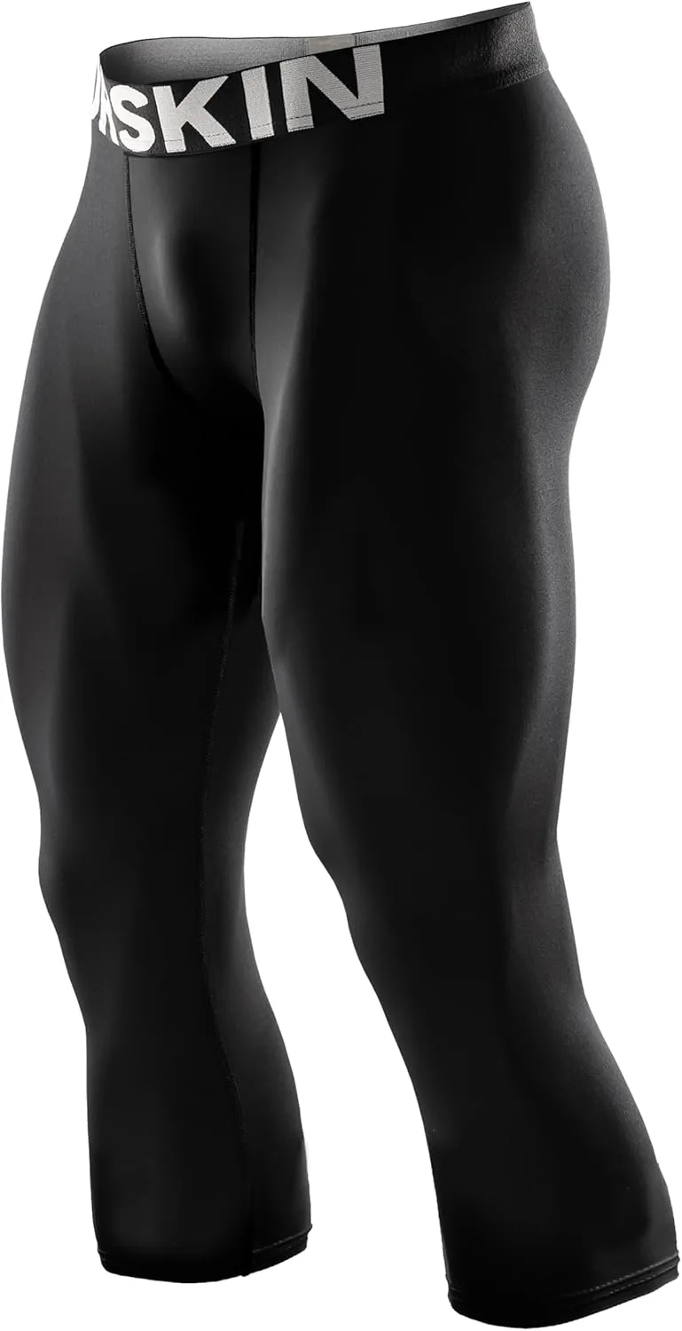 DRSKIN 3, 2 or 1 Pack Mens 3/4 Compression Pants Tights Leggings Shorts Sports Athletic Baselayer Running Workout Active