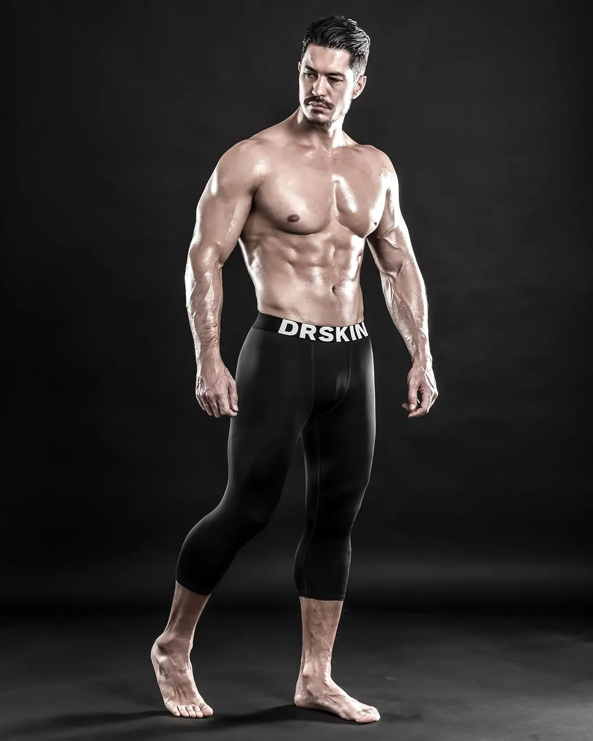 DRSKIN 3, 2 or 1 Pack Mens 3/4 Compression Pants Tights Leggings Shorts Sports Athletic Baselayer Running Workout Active
