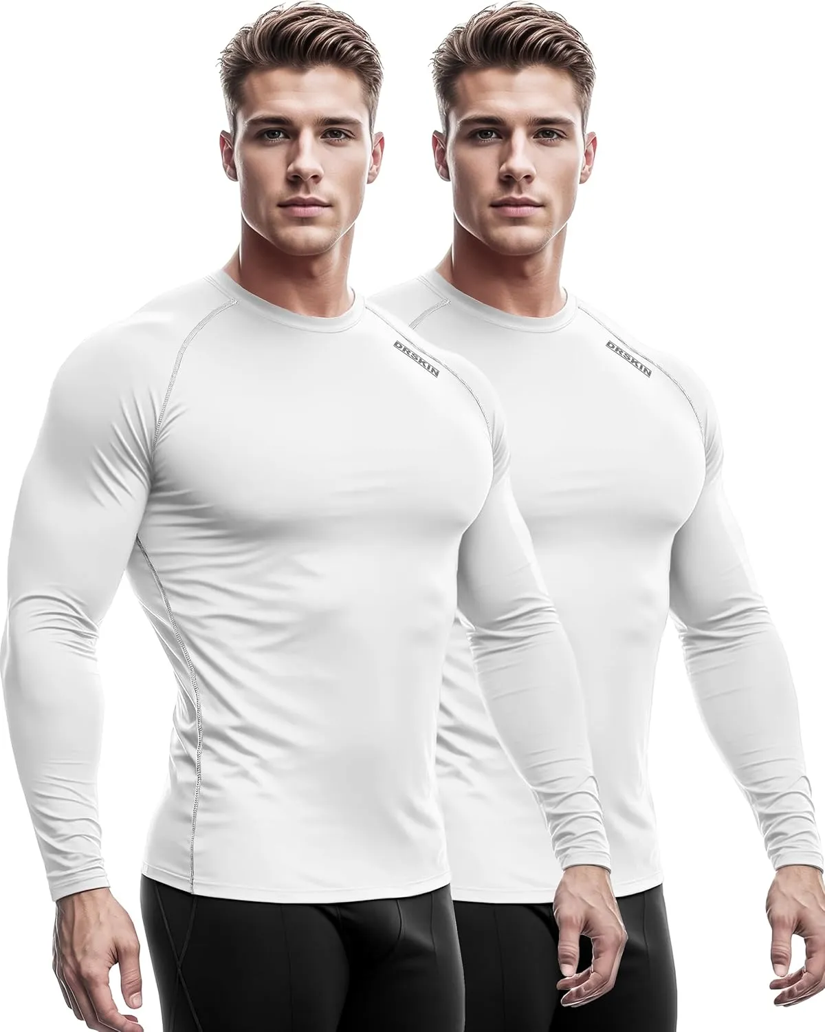 DRSKIN 4, 3, 2 or 1 Pack Men's Compression Shirts Top Long Sleeve Sports Baselayer Workout Running Athletic Active