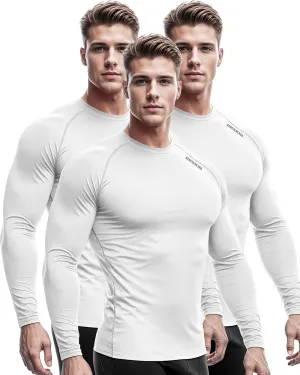 DRSKIN 4, 3, 2 or 1 Pack Men's Compression Shirts Top Long Sleeve Sports Baselayer Workout Running Athletic Active
