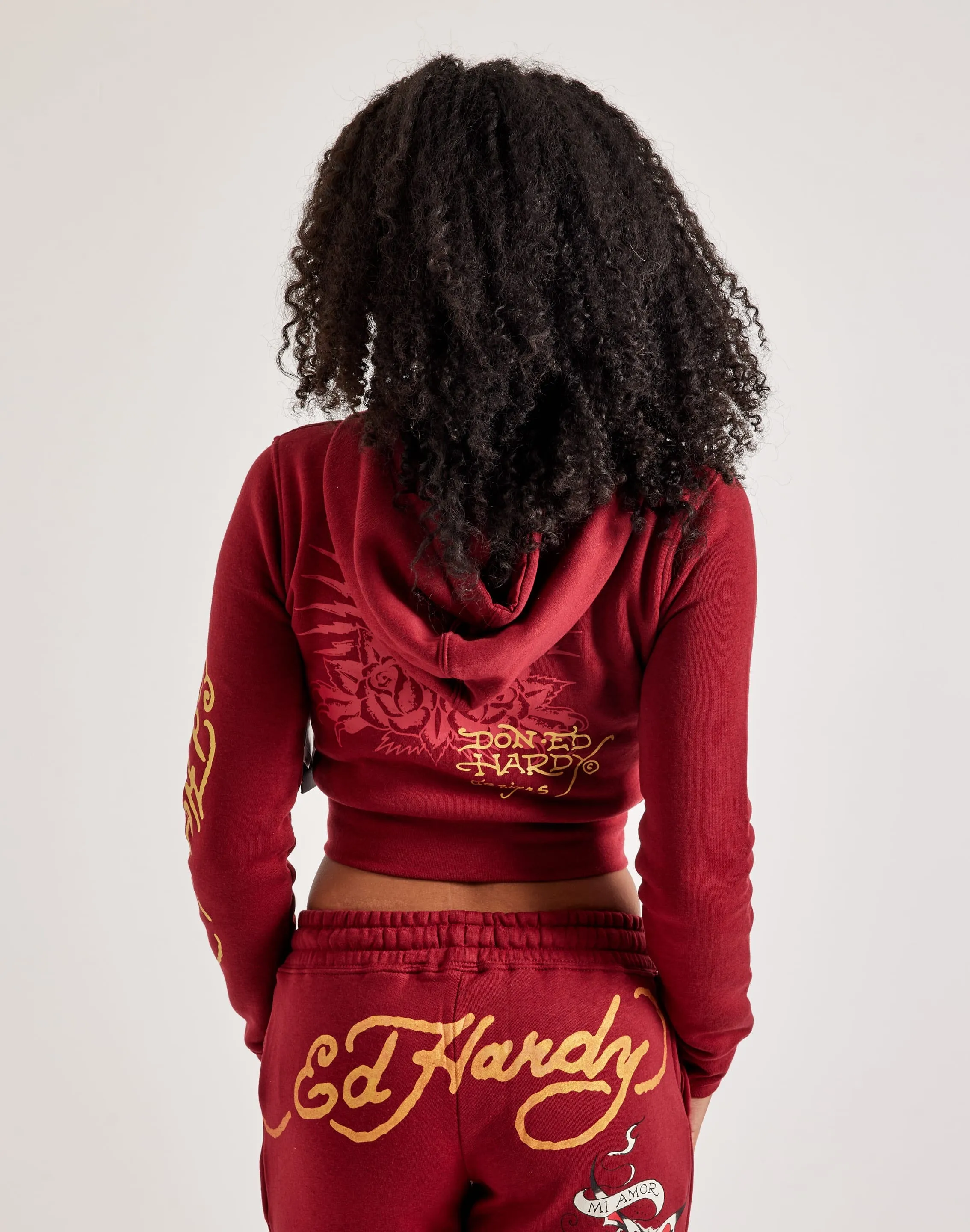 Ed Hardy Amor Butterfly Full-Zip Fleece Hoodie