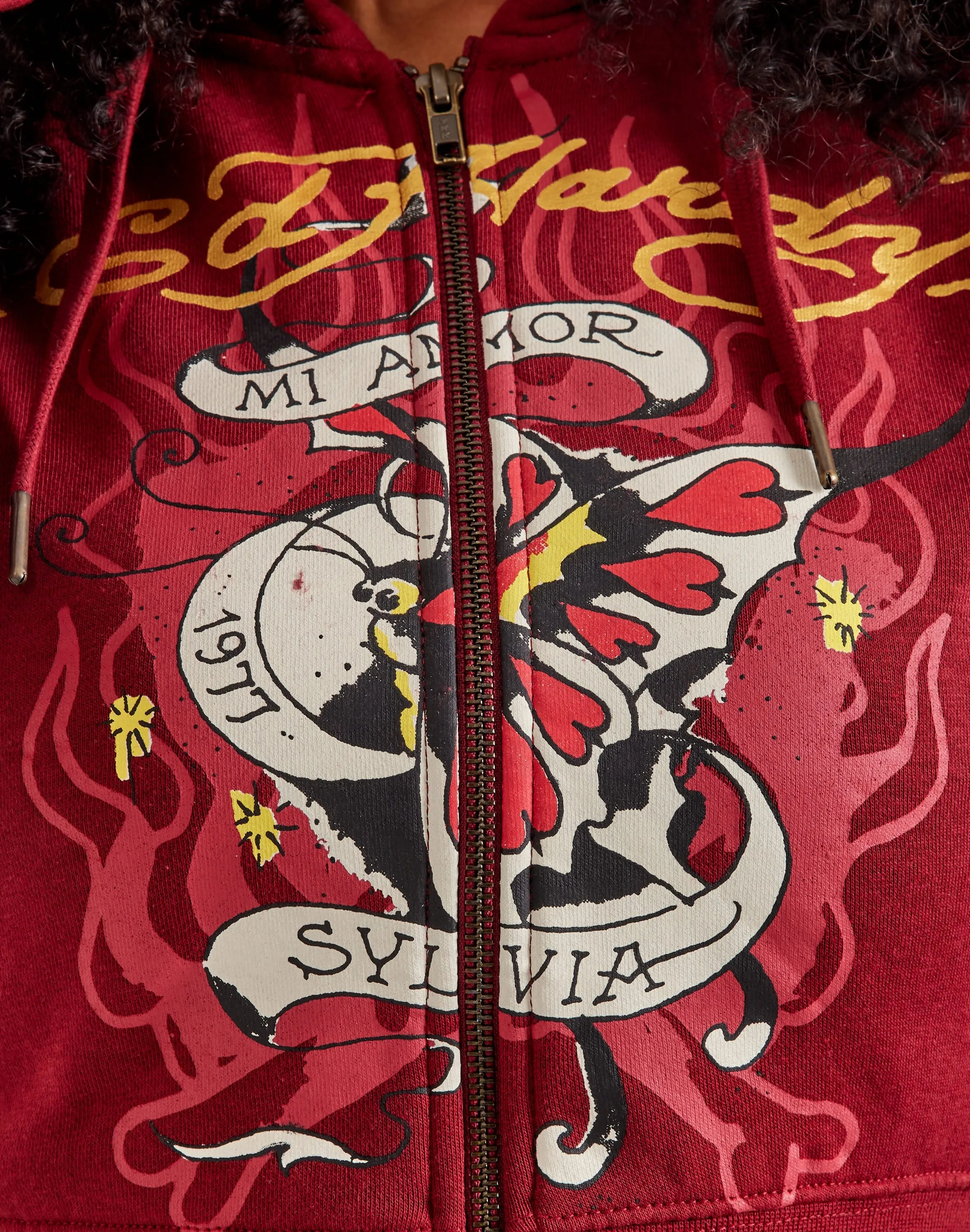 Ed Hardy Amor Butterfly Full-Zip Fleece Hoodie