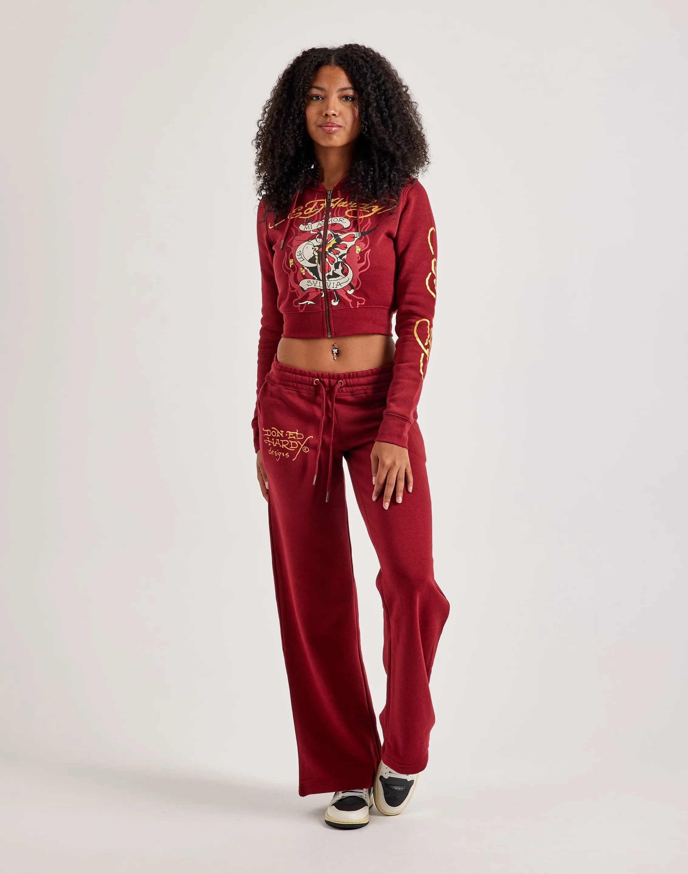 Ed Hardy Amor Butterfly Full-Zip Fleece Hoodie