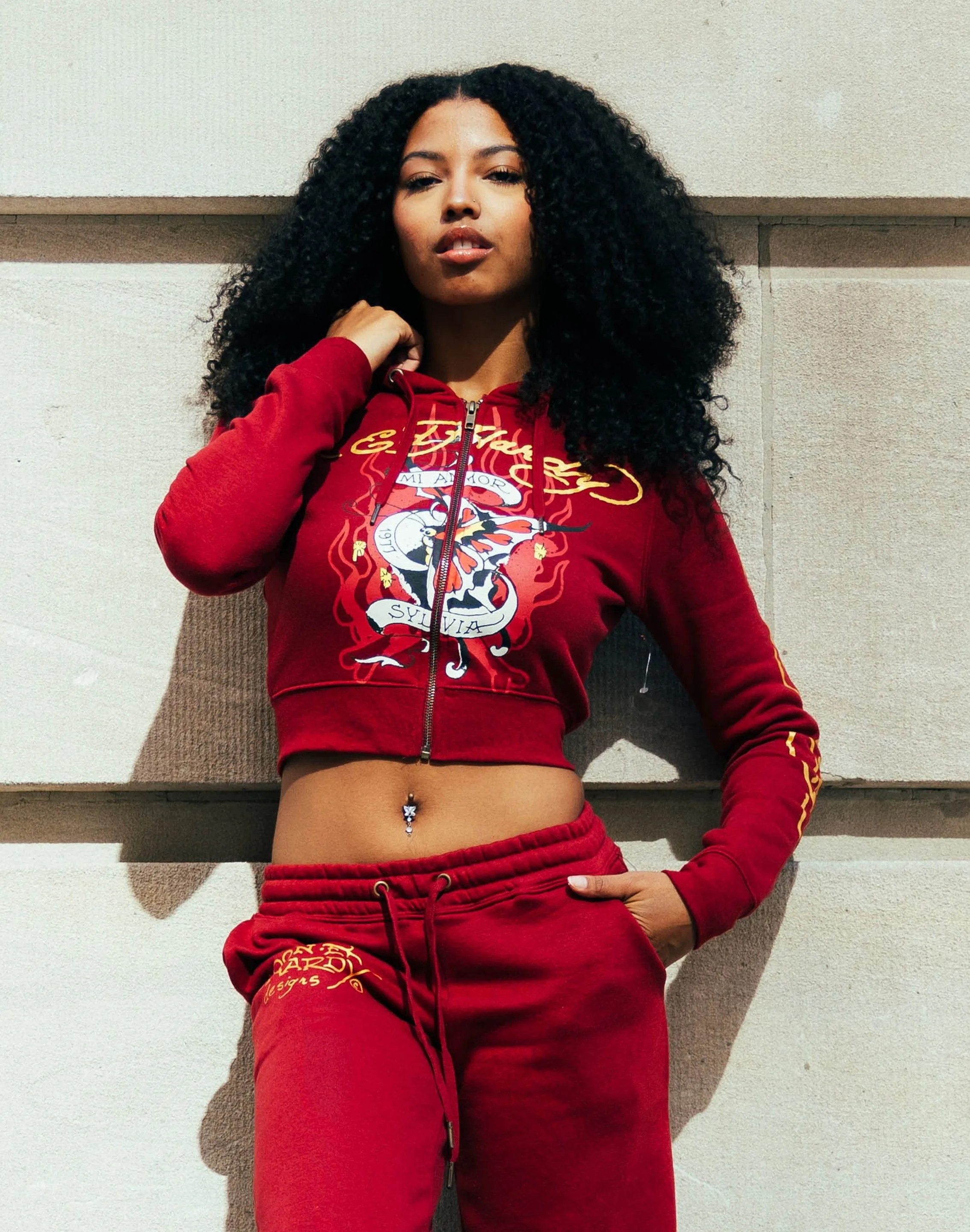 Ed Hardy Amor Butterfly Full-Zip Fleece Hoodie