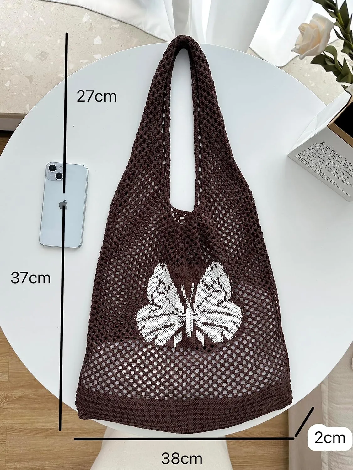 ENBEI Beach Bag Crochet Tote bag for Women,Aesthetic Boho Large Bag,Foldable&Lightweight,Shopping,Beach,Travel,Daily Use