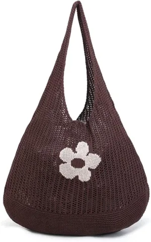 ENBEI Beach Bag Crochet Tote bag for Women,Aesthetic Boho Large Bag,Foldable&Lightweight,Shopping,Beach,Travel,Daily Use