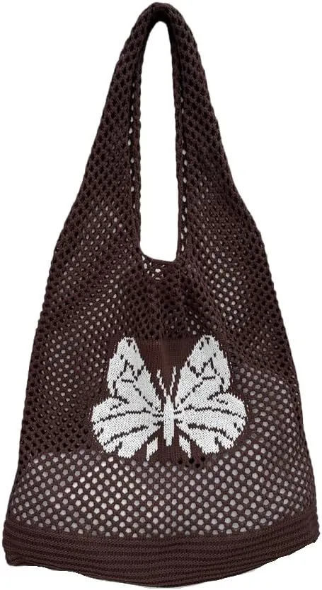ENBEI Beach Bag Crochet Tote bag for Women,Aesthetic Boho Large Bag,Foldable&Lightweight,Shopping,Beach,Travel,Daily Use