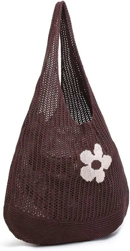 ENBEI Beach Bag Crochet Tote bag for Women,Aesthetic Boho Large Bag,Foldable&Lightweight,Shopping,Beach,Travel,Daily Use