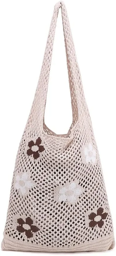 ENBEI Beach Bag Crochet Tote bag for Women,Aesthetic Boho Large Bag,Foldable&Lightweight,Shopping,Beach,Travel,Daily Use