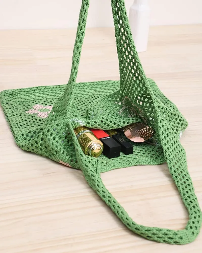 ENBEI Beach Bag Crochet Tote bag for Women,Aesthetic Boho Large Bag,Foldable&Lightweight,Shopping,Beach,Travel,Daily Use